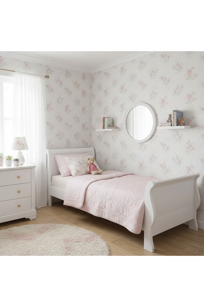 KMS HOME Pembe Çiçekli Vintage Duvar Kağıdı 53 cm genişliğinde 10 metre boyunda