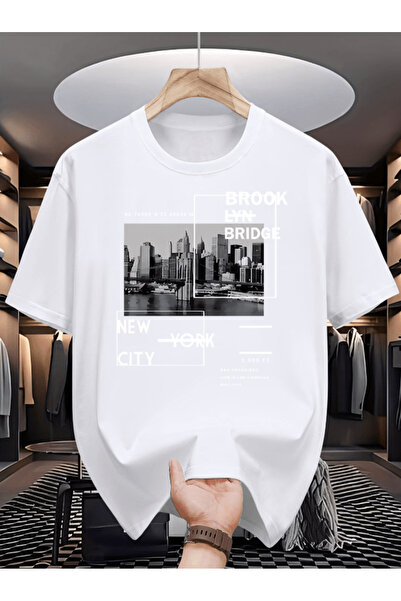 one button Ανδρικό μπλουζάκι με σχέδιο Brooklyn Detail Design, εμπριμέ, premi...