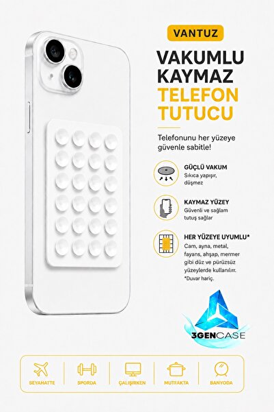 3GEN CASE Cep Telefonu Tutucu Vantuz Vakumlu Kaymaz Tüm Telefonlar ile Uyumlu...
