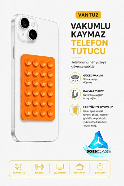 3GEN CASE Cep Telefonu Tutucu Vantuz Vakumlu Kaymaz Tüm Telefonlar ile Uyumlu...