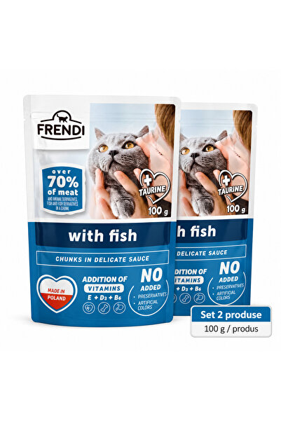 FRENDİ Cat cu Peste, hrana umeda pentru pisici, Set 2 plicuri, 2 x 100 g