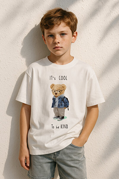 MYADA Cool Bear Printed Basic Boy's T-Shirt 17407