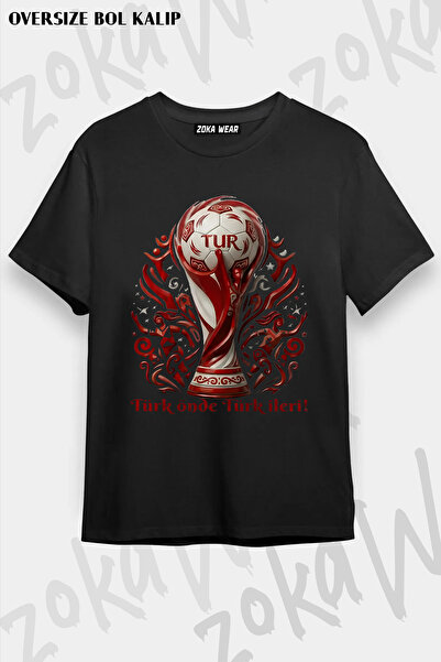 ZOKAWEAR تي شيرت مطبوع عليه كأس العالم للجنسين بتصميم فضفاض لكأس العالم في تر...