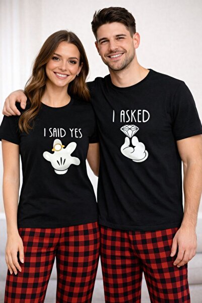 PEMBİŞ HOMEWEAR Marry Me Short Sleeve Couple Pajama Set