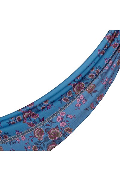 ipekevi Bahar Kafesi Desenli Tensel Şal 02370-Bebe Mavisi