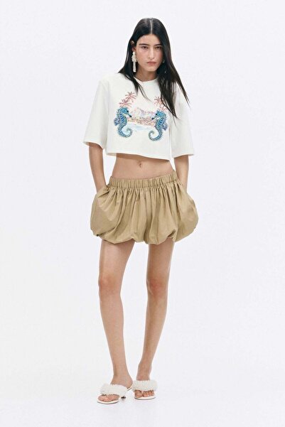 H&M Cropped embellished T-shirt