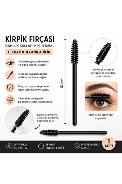 Keyfi Sepet Kirpik ve Kaş Şekillendirici Fırça Siyah Spiral Tarak Fırça Maska...