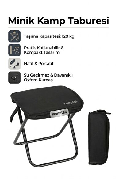 kamptek kamp teknolojisi Kamptek Pratik Katlanabilir Kamp Taburesi - 120 kg K...