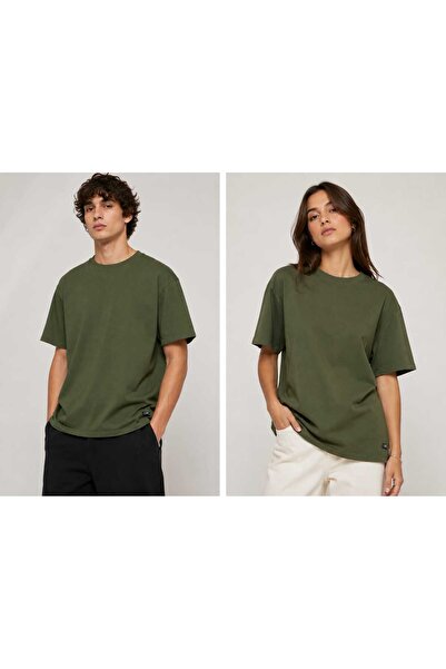Edwin Tricou Unisex Oversize Basic TS, Kaki/Verde Oliv, 100% Bumbac, Croială ...
