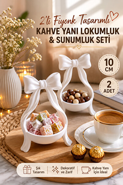 Lorvia 2'li Fiyonk Tasarımlı Kahve Yanı Lokumluk, Çerezlik ve Dekoratif Sunum...