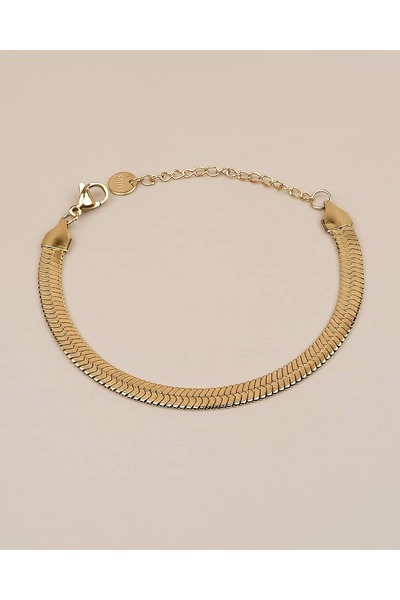 Portakal Esintisi Valtrena Italian Flat Chain Steel Bracelet