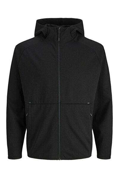 Jack & Jones Men's Black Jjebase Sweat Zip Hood Pls Large Size Sweat