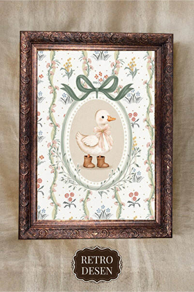Retro Çerçeveli Vintage Çocuk Odası Tablosu, Bebek Odası Tablosu, Çocuk Odası...