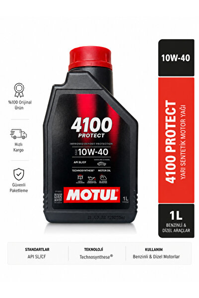 Motul 4100 Protect 10W-40 Motor Yağı 1 Litre Yarı Sentetik Benzinli Dizel