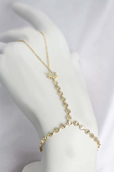 Inure Jewelry نموذج نجمة القطب بلون ذهبي مع تفاصيل من الحجر الأزرق النحاسي من...