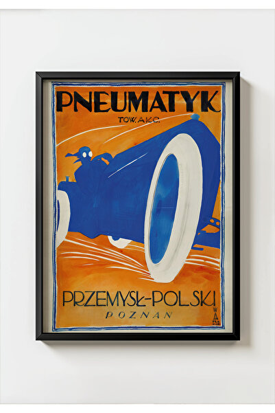 MIOVI WORKS Αφίσα με πλαίσιο Pneumatyk Vintage |   Ρετρό Διαφημιστική Αφίσα |...