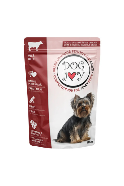 Dog Joy Hrană umedă pentru câini adulți cu vită în sos 100 g