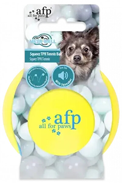 Afp All for Paws Jucărie pentru câini, minge de tenis din TPR cu scârțâitor, ...