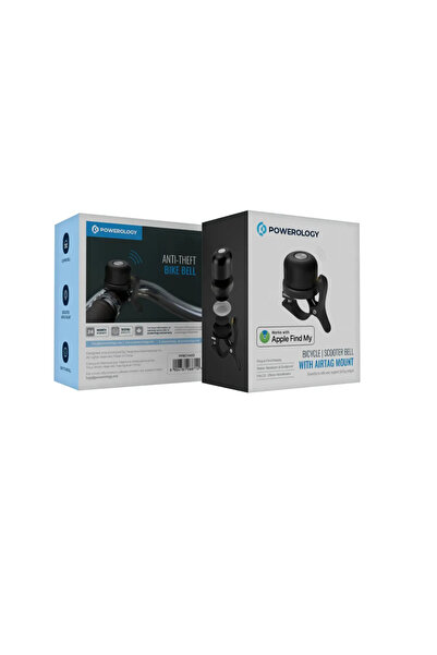 Powerology Bicycle, Scooter Bell With Airtag Mount Black