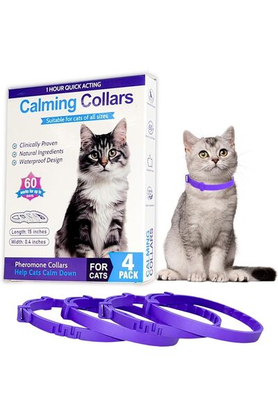 Arabest طوق تهدئة للقطط (4 قطع)، أطواق فيرومون للقطط، زيوت عطرية نباتية، قابل...
