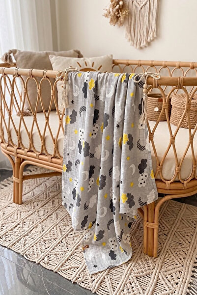 FH Living Çok Amaçlı Müslin Örtü , Müslin Yenidoğan Bebek Battaniyesi, %100 P...