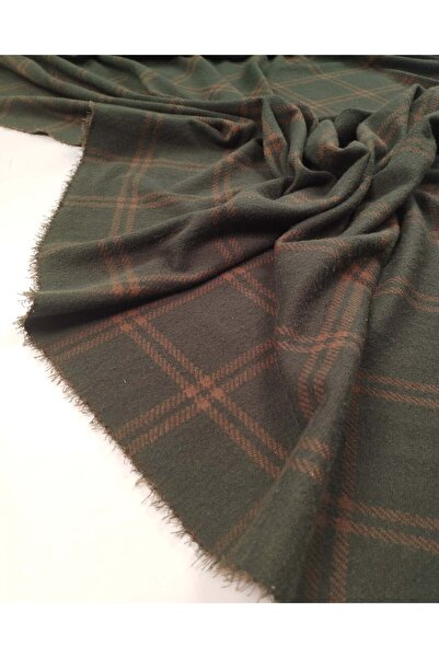 Kumaş Parça Khaki Brown Plaid Jacquard Interlock Fabric Flexible and Soft Car...