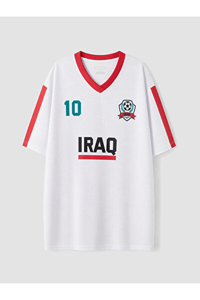LC Waikiki Koor Sport White Iraq Printed Oversize Women's Sports T-Shirt