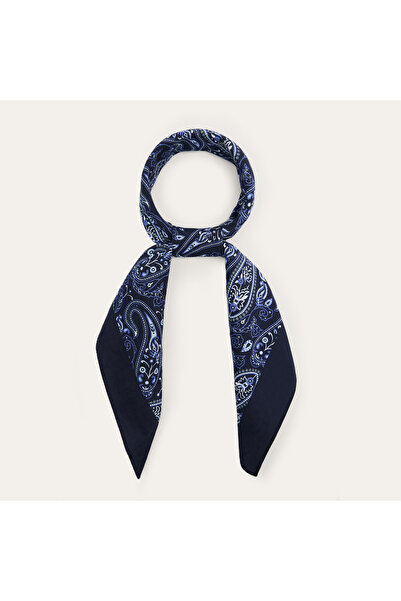 Mudo Women's Navy Blue Patterned Scarf