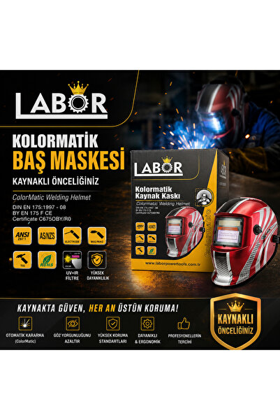 LABOR KOLORMATİK BAŞ MASKESİ OTOMATİK KARARAN BAŞ KAYNAK MASKESİ