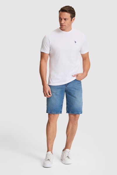 U.S. Polo Assn. تي شيرت رجالي أبيض ذو قصة عادية وياقة دائرية 50322518-VR013