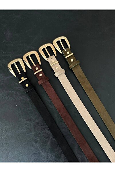 LİA KEMER 4-Pack Jewel Plain Patterned Suede Women's Gold Buckle Belt Jacket ...