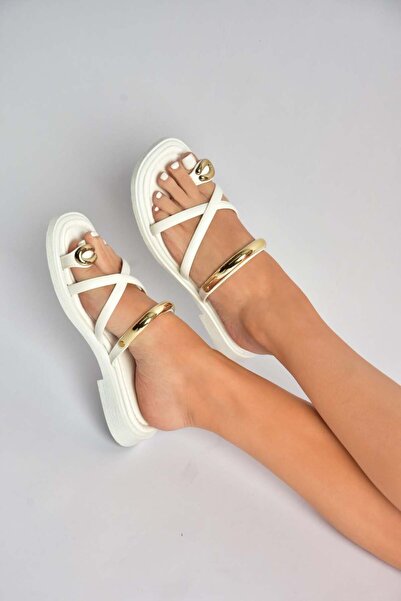 Fox Shoes Y973611309 White Women's Slippers