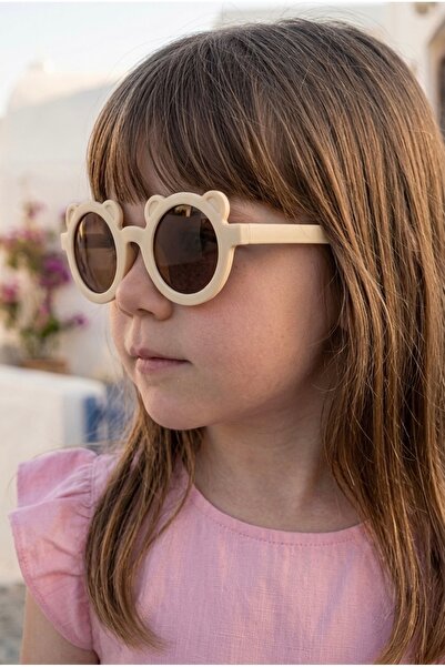 Chunky Frame نظارات شمسية للأطفال مستديرة الشكل مع دمية دب بعمر 0-10 سنوات مع...