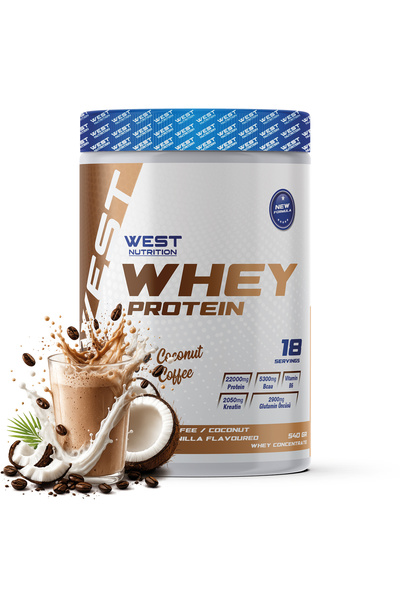 West Nutrition Whey Protein Powder 540 Gr 18 Servings Coffee & India Flavored