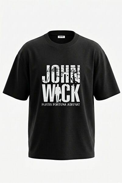 Anetos Dizajn rukavca John Wick Štampano Pamuk Crna Oversize kroj T-shirt