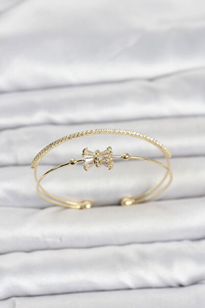 OGHAMAY Brass Gold Color Baguette Zircon Stone Women's Bracelet