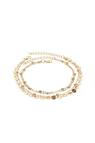 OGHAMAY Beach Tiny Sequin Chain Anklet Set of 4 Gold