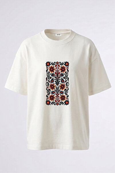 Anetos Tricou supradimensionat alb din bumbac, cu imprimeu pe spate, cu desig...