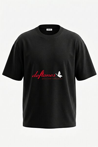 Anetos Tricou oversize negru din bumbac cu imprimeu pe spate Deftones Butterf...