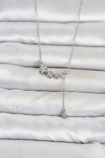 Skygo Brass Silver Color Minimal Dangle Star Model Women's Necklace Tj-Bko11121