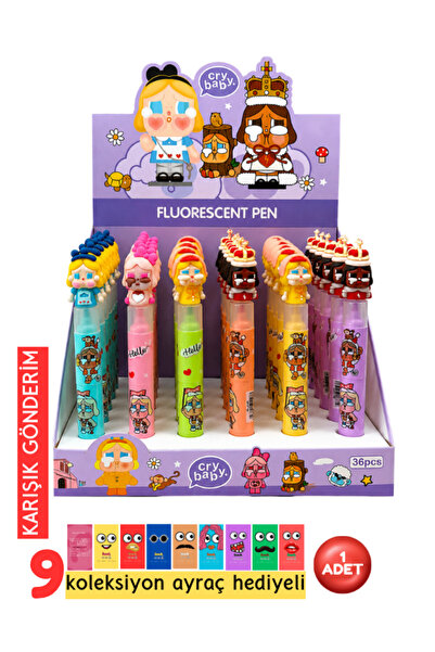 Pembe Pasaj Fosforlu Kalem - Cry Baby Fosforlu Kalem - Figürlü işaretleme Kal...