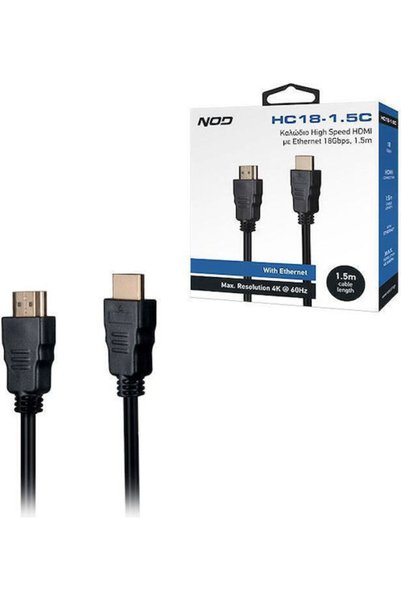 Nod Καλώδιο HDMI αρσενικό σε αρσενικό 1,5μ Μαύρο