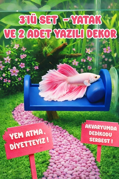Akvaryum Beta Dinlenme Alanı - 3'lü Settir - Beta Balıgı Yatak Dinlenme Alanı...