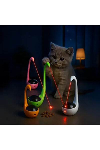 Genel Markalar Kuğu Şeklinde Lazerli ve Mama Hazneli Kedi Oyuncağı