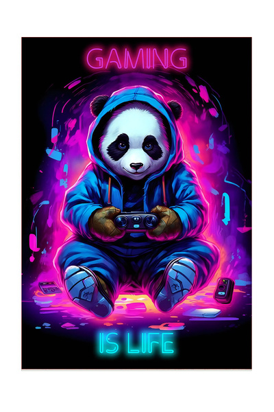 Carmine Carpet Let's Play Panda Desenli Gamer, Game Room, Oyun Odası Uyumlu H...