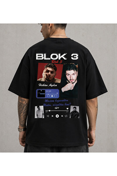shidumanlar Unisex Bay/ ÖZEL Blok3 Baskılı Pamuklu Penye T-shirt Tshirt Tişör...