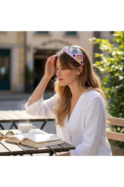 Generica Handcrafted Pink Ocean Beaded Embroidered Headband