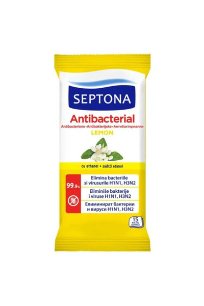 Septona Servetele Umede Antibacteriene - Lemon, 15 buc