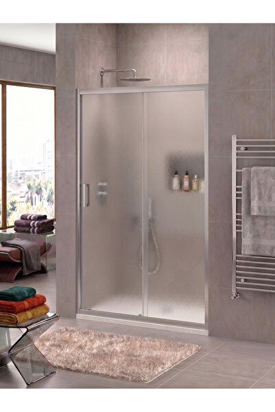 Waterline Duşakabin Ön cephe 1 Sabit 1 Kayar Krom Profil Buzlu 5 mm Temperli ...