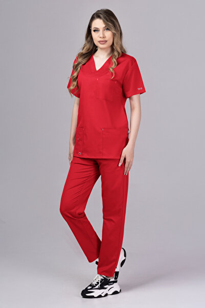 tag Costum medical pentru femei, Premium, bluză și pantaloni, Stellar, Rosu, ...
